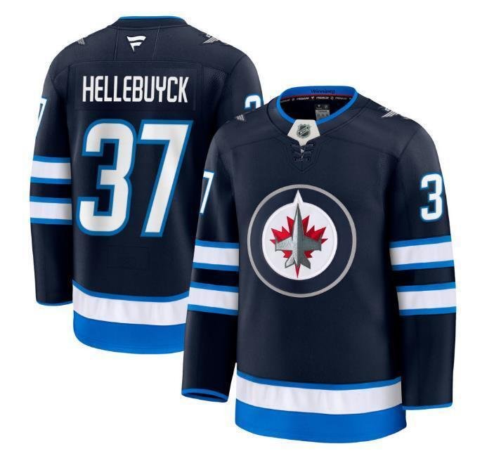 Men's Winnipeg Jets #37 Connor Hellebuyck Jersey - Navy All Stitched