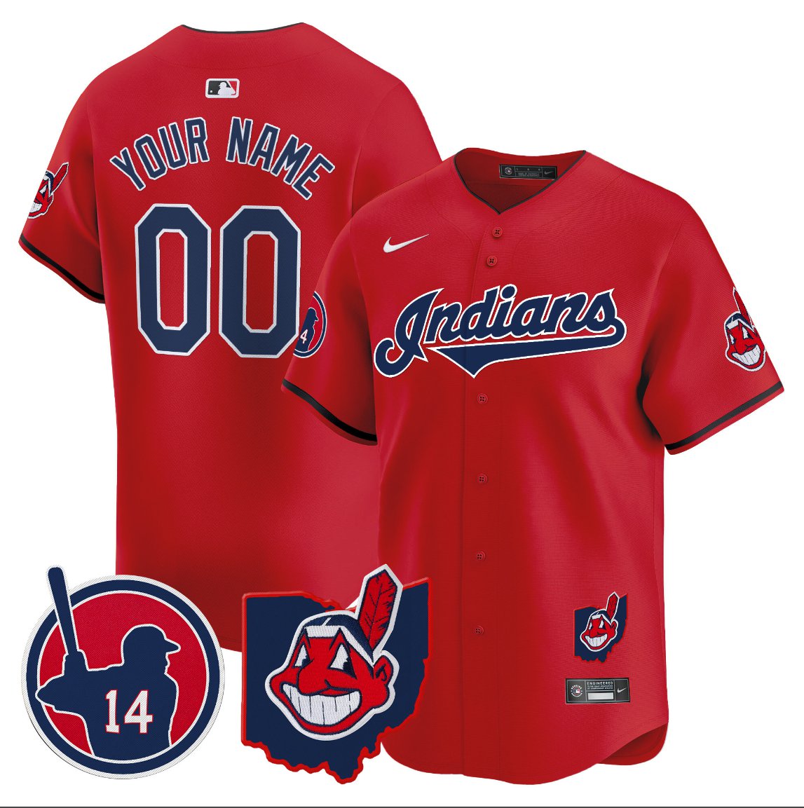 Custom Cleveland Indians Jersey Larry Doby Patch Vapor Premier Limited Stitched Red