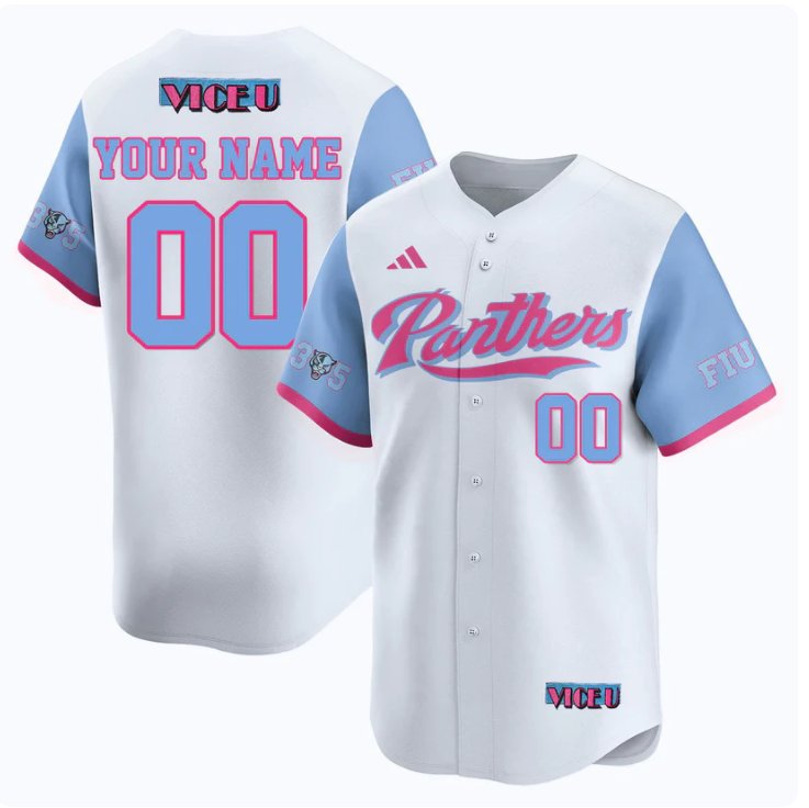 Custom FIU Panthers College Baseball Jersey adidas 2025 Vice U Stitched White