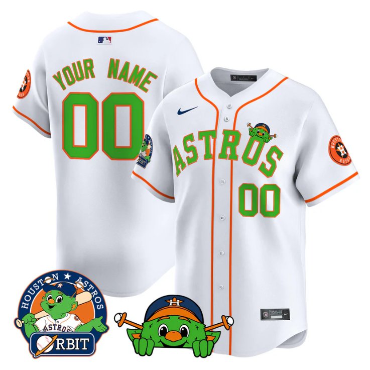 Custom Houston Astros Jersey Orbit Patch Vapor Premier Limited V3 Stitched White