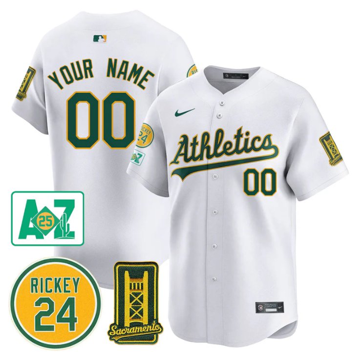 Custom Oakland Athletics Jersey 2025 Sacramento, Rickey Henderson Stitched White