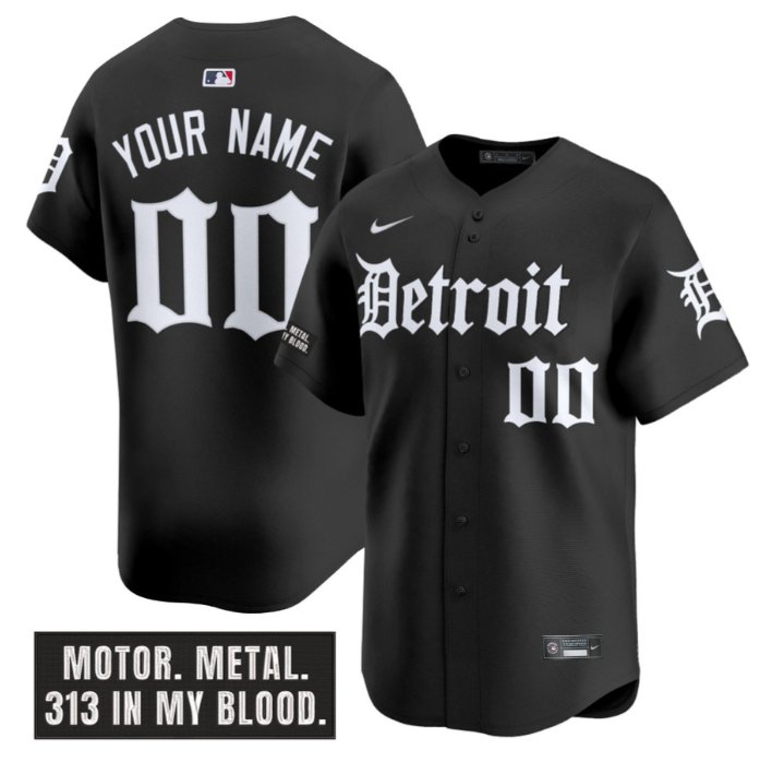 Custom Detroit Tigers Motor Gothic Edition Vapor Premier Limited Stitched Jersey Black