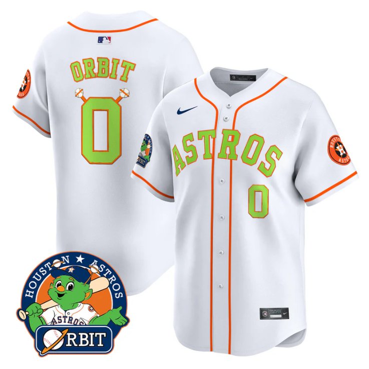 Men's Orbit Jersey #0 Astros Orbit Patch Vapor Premier Limited V2 Stitched White