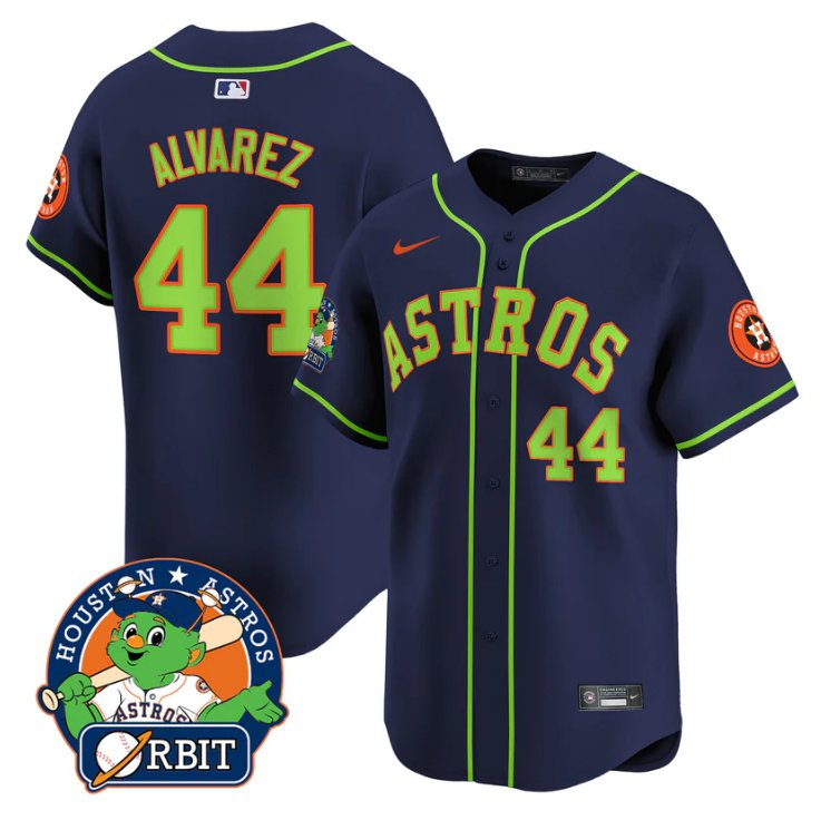 Men's Yordan álvarez Jersey #44 Astros Orbit Patch Vapor Premier Limited V2 Stitched Navy