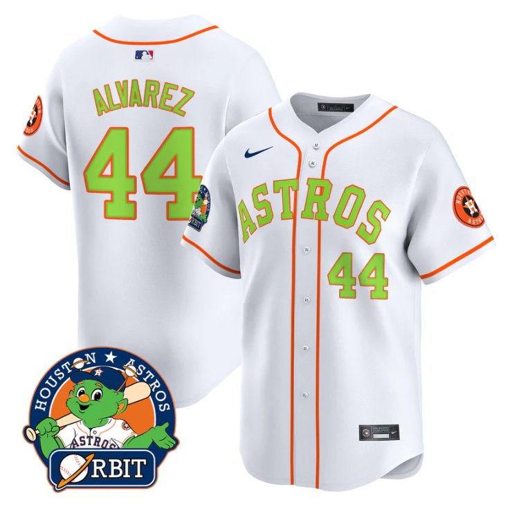 Men's Yordan álvarez Jersey #44 Astros Orbit Patch Vapor Premier Limited V2 Stitched White