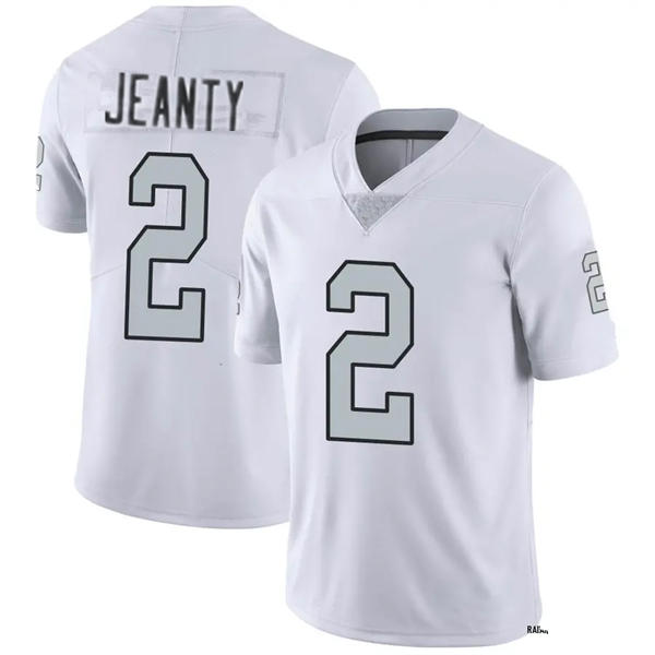 Men's Las Vegas Raiders #2 Ashton Jeanty Nike White Color Rush 2025 Draft Vapor Untouchable Limited Stitched Football Jersey