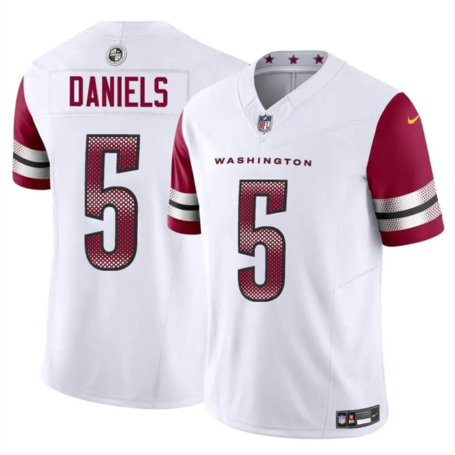 Big Size Men's Washington Commanders #5 Jayden Daniels White 2024 Draft F.U.S.E. Vapor Limited Stitched Football Jersey