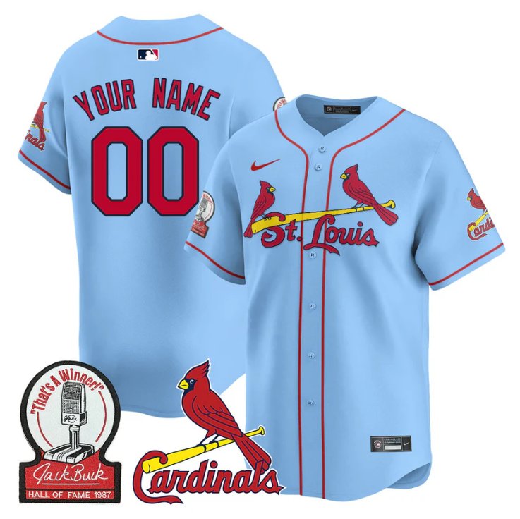 Custom St. Louis Cardinals Jack Buck Limited Stitched Blue Baseball Jersey