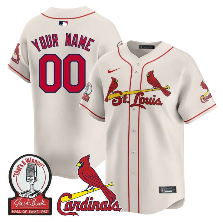 Custom St. Louis Cardinals Jack Buck Limited Stitched Cream Baseball Jersey