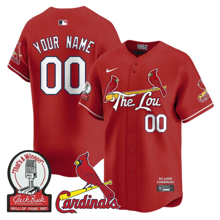 Custom St. Louis Cardinals Jack Buck Limited Stitched Red Baseball Jersey