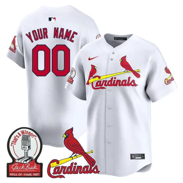 Custom St. Louis Cardinals Jack Buck Limited Stitched White Baseball Jersey