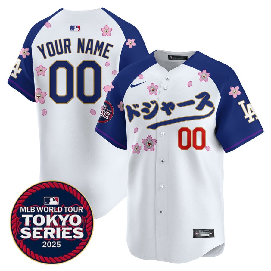 ドジャース LA Dodgers Custom Nike Tokyo Series 2025 Vapor Limited Stitched MLB Baseball Jersey White Alternate