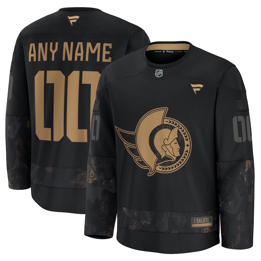 Men's Ottawa Senators Custom Black 2024 Military Appreciation Stitched NHL Hockey Jersey
