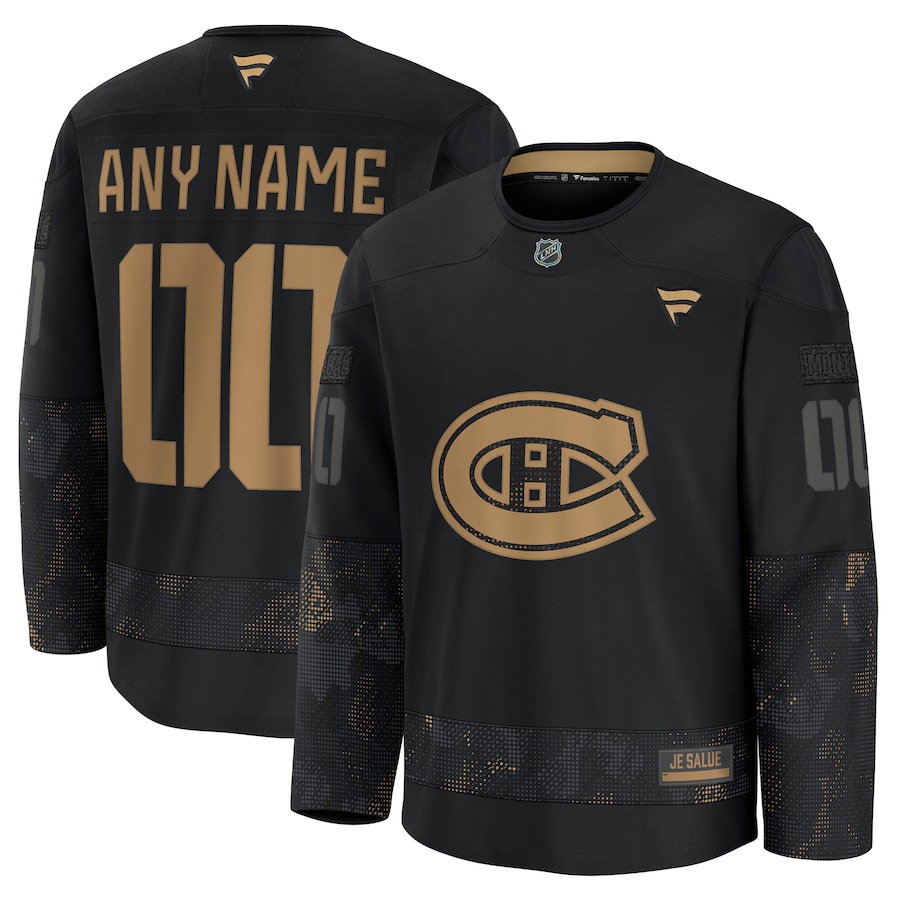 Men's Montreal Canadiens Custom Black 2024 Military Appreciation Stitched NHL Hockey Jersey