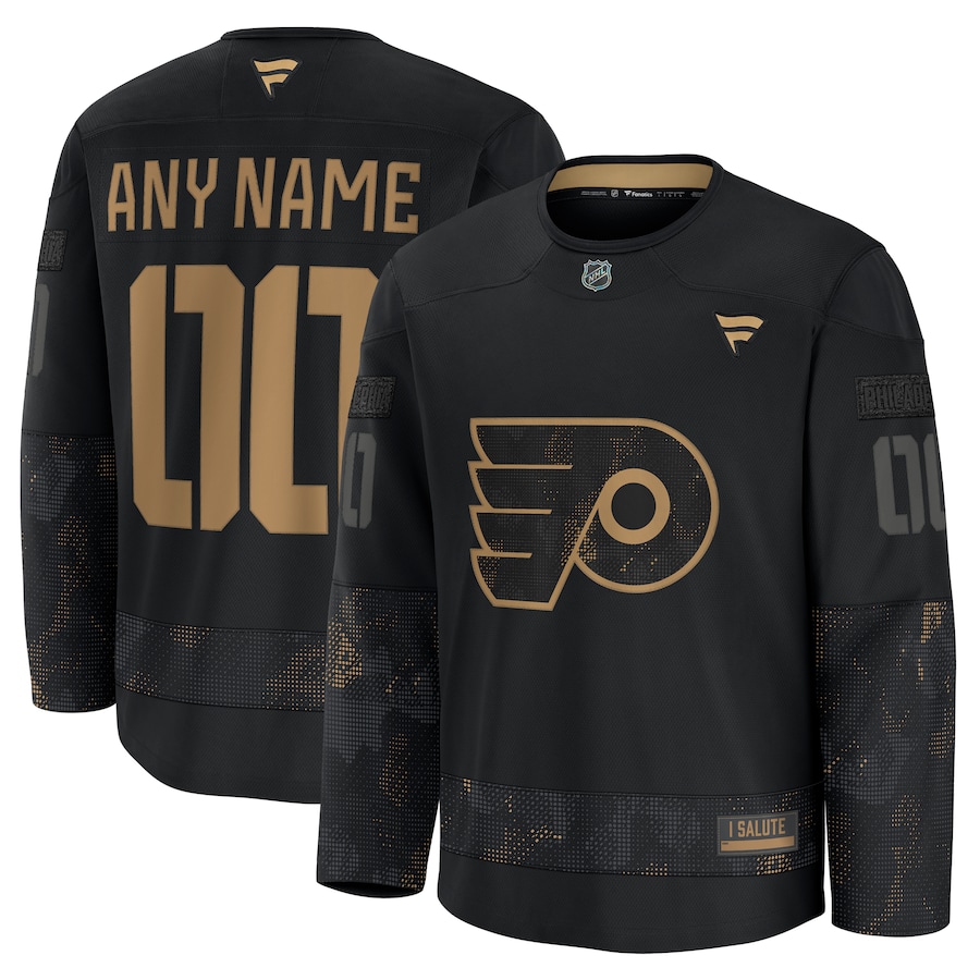 Men's Philadelphia Flyers Custom Black 2024 Military Appreciation Stitched NHL Hockey Jersey