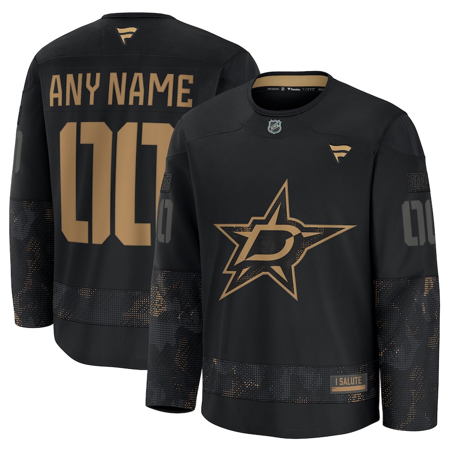 Men's Dallas Stars Custom Black 2024 Military Appreciation Stitched NHL Hockey Jersey