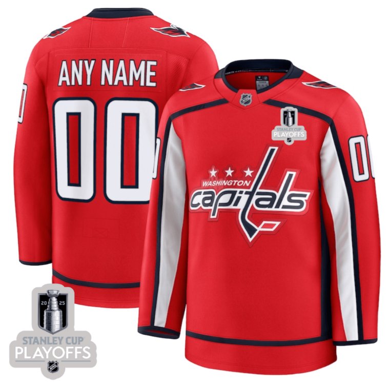 Washington Capitals Custom 2025 NHL Playoffs Patch Home Red Stitched Hockey Jersey