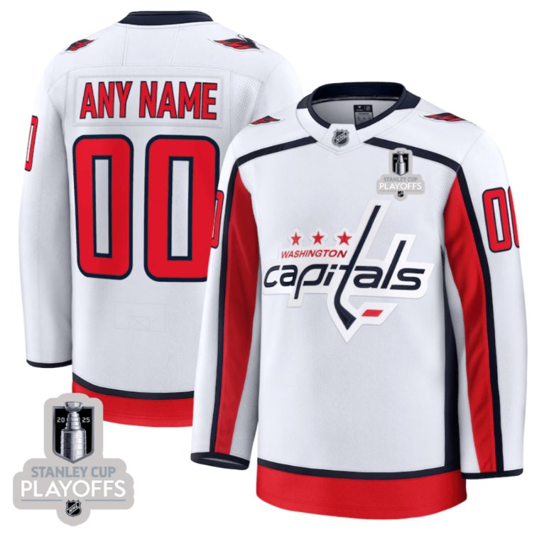 Washington Capitals Custom 2025 NHL Playoffs Patch Away White Stitched Hockey Jersey