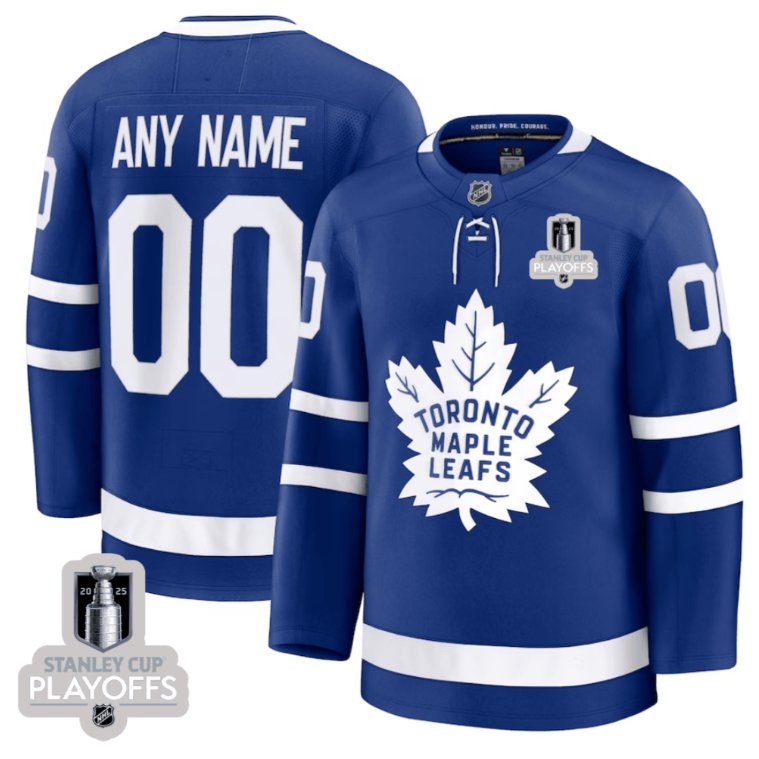 Toronto Maple Leafs Custom 2025 NHL Playoffs Patch Home Blue Stitched Hockey Jersey