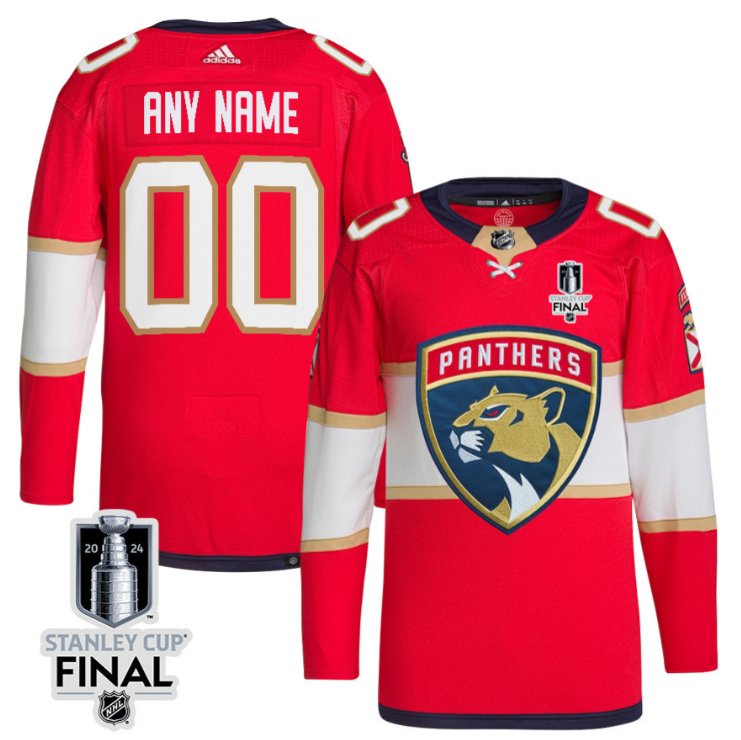 Florida Panthers Custom adidas 2024 Stanley Cup Final Patch Home Red Stitched Hockey Jersey