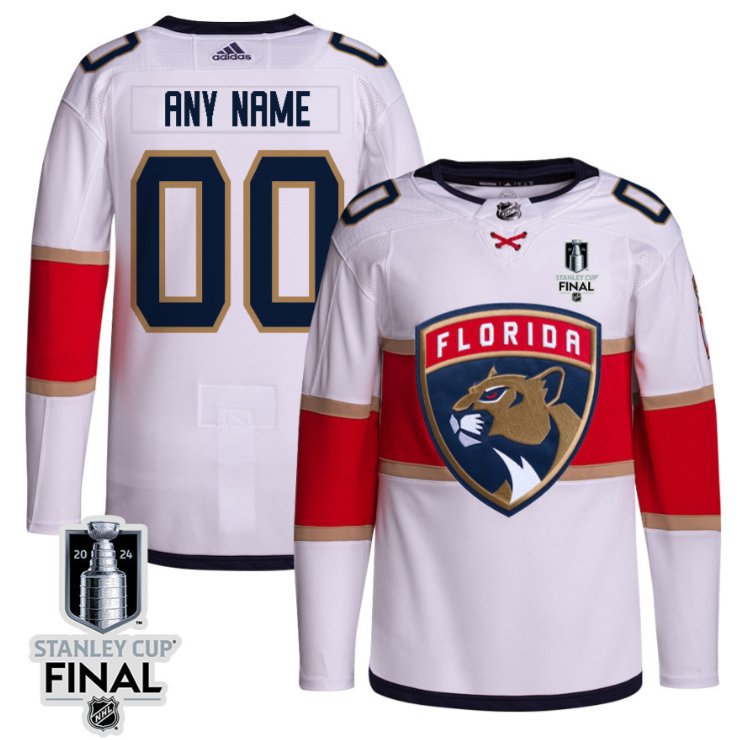Florida Panthers Custom adidas 2024 Stanley Cup Final Away White Stitched Hockey Jersey