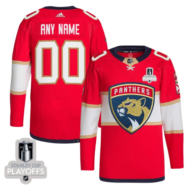 Florida Panthers Custom adidas 2025 NHL Playoffs Patch Home Red Stitched Hockey Jersey