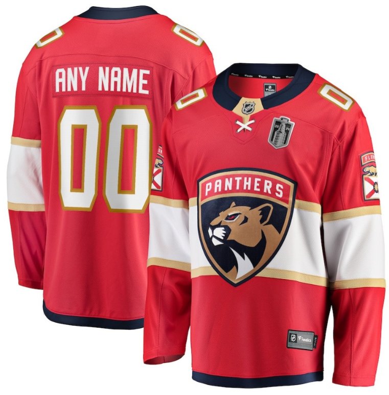 Florida Panthers Custom 2024 Stanley Cup Final Home Red Breakaway Stitched Hockey Jersey
