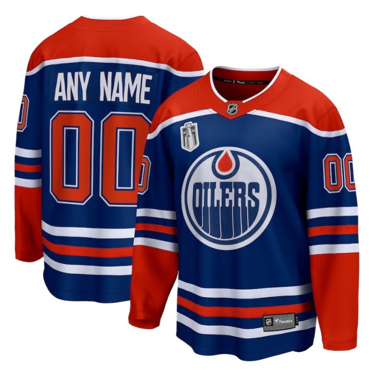 Edmonton Oilers Custom 2024 Stanley Cup Final Home Royal Breakaway Stitched Hockey Jersey