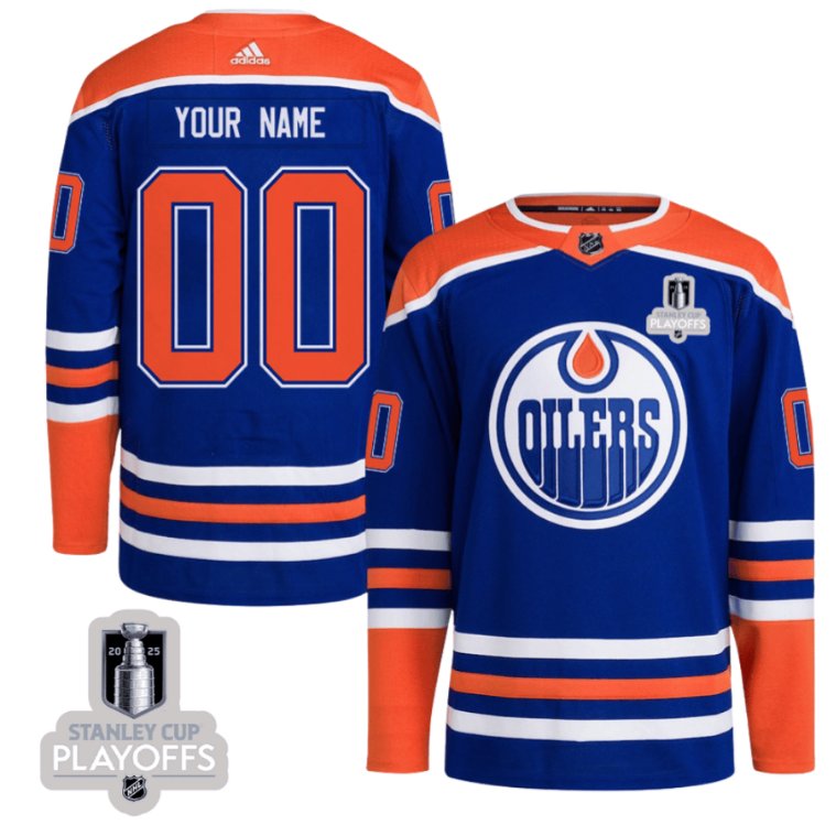 Edmonton Oilers Custom adidas Home Royal 2025 NHL Playoffs Patch Stitched Hockey Jersey