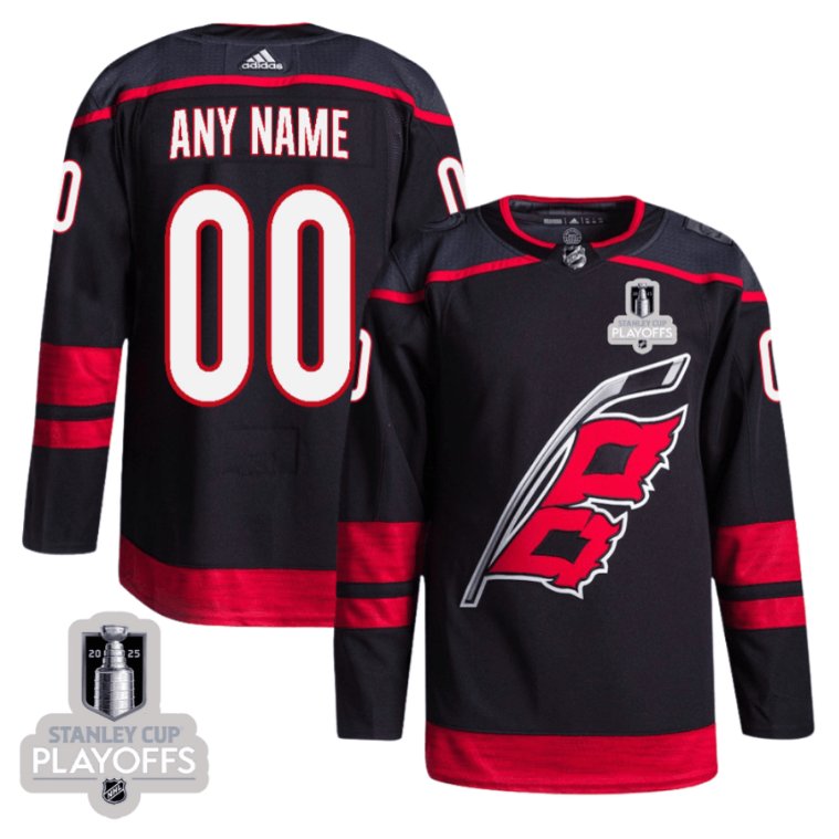 Carolina Hurricanes Custom adidas 2025 NHL Playoffs Patch Home Black Stitched Hockey Jersey