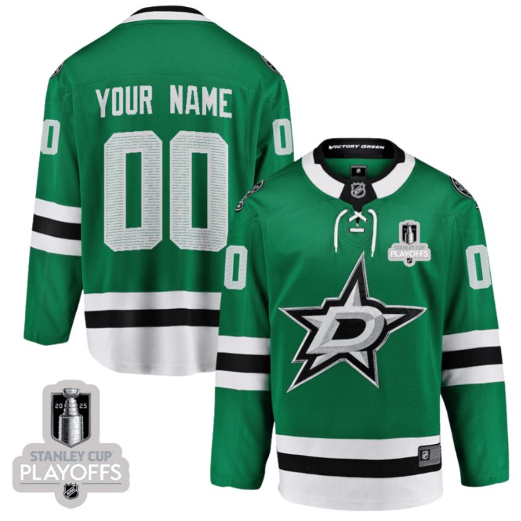 Dallas Stars Custom 2025 NHL Playoffs Patch Home Green Breakaway Stitched Hockey Jersey