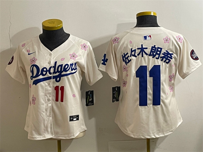 Women's Los Angeles Dodgers #11 佐々木朗希 Cream 2025 Tokyo Series Limited Stitched Baseball Jersey