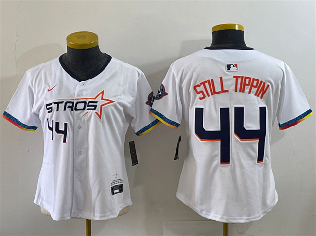 Women's Houston Astros #44 Still Tippin White 2025 City Connect Limited Stitched Baseball Jersey