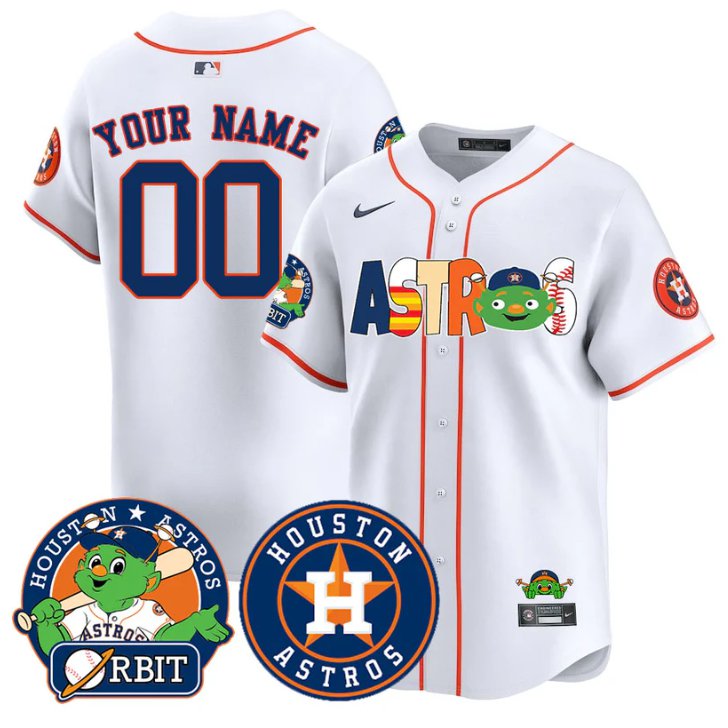 Houston Astros Orbit Nike White Limited Custom Stitched Baseball Jersey