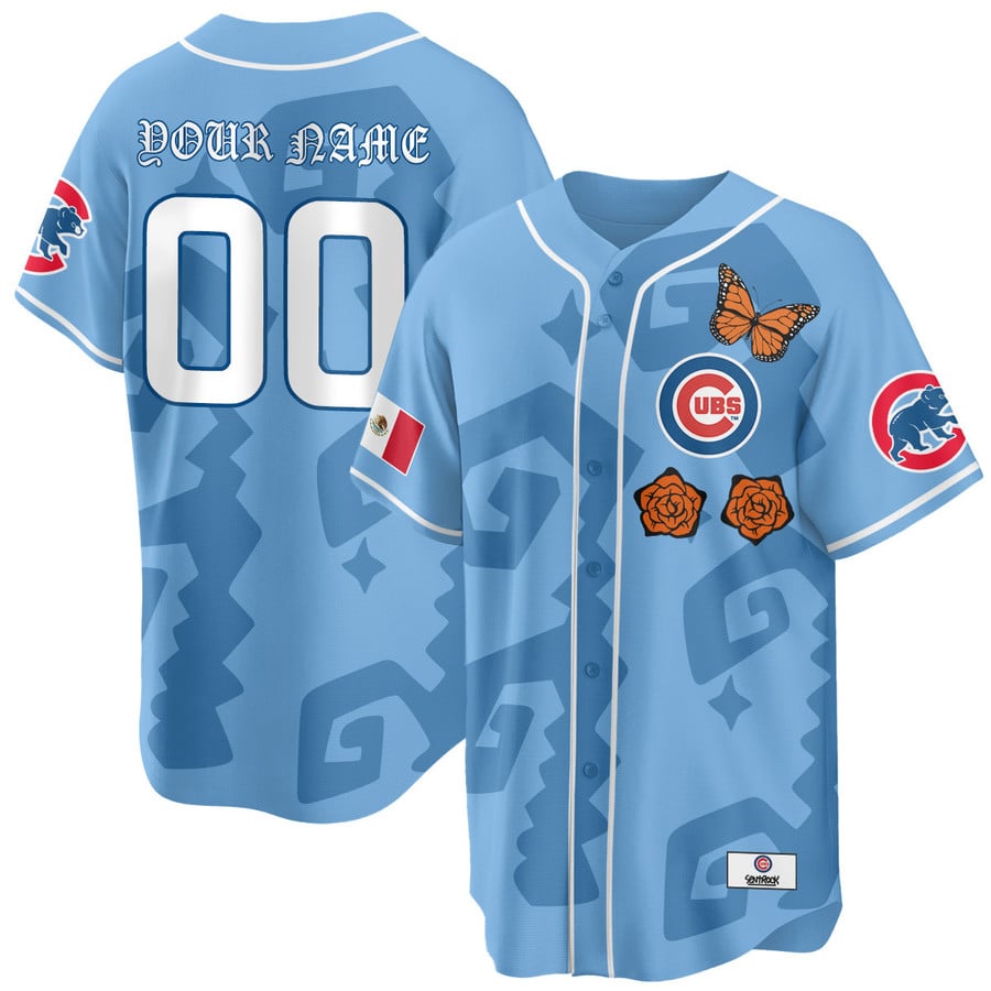 Chicago Cubs Xicago Mexican Heritage Custom Vapor Stitched Baseball Jersey Light Blue