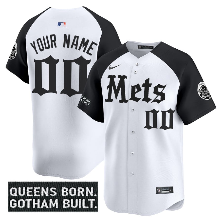 New York Mets 'Gotham Gothic Edition' Vapor Premier Limited Stitched Baseball Custom Jersey White Alternate
