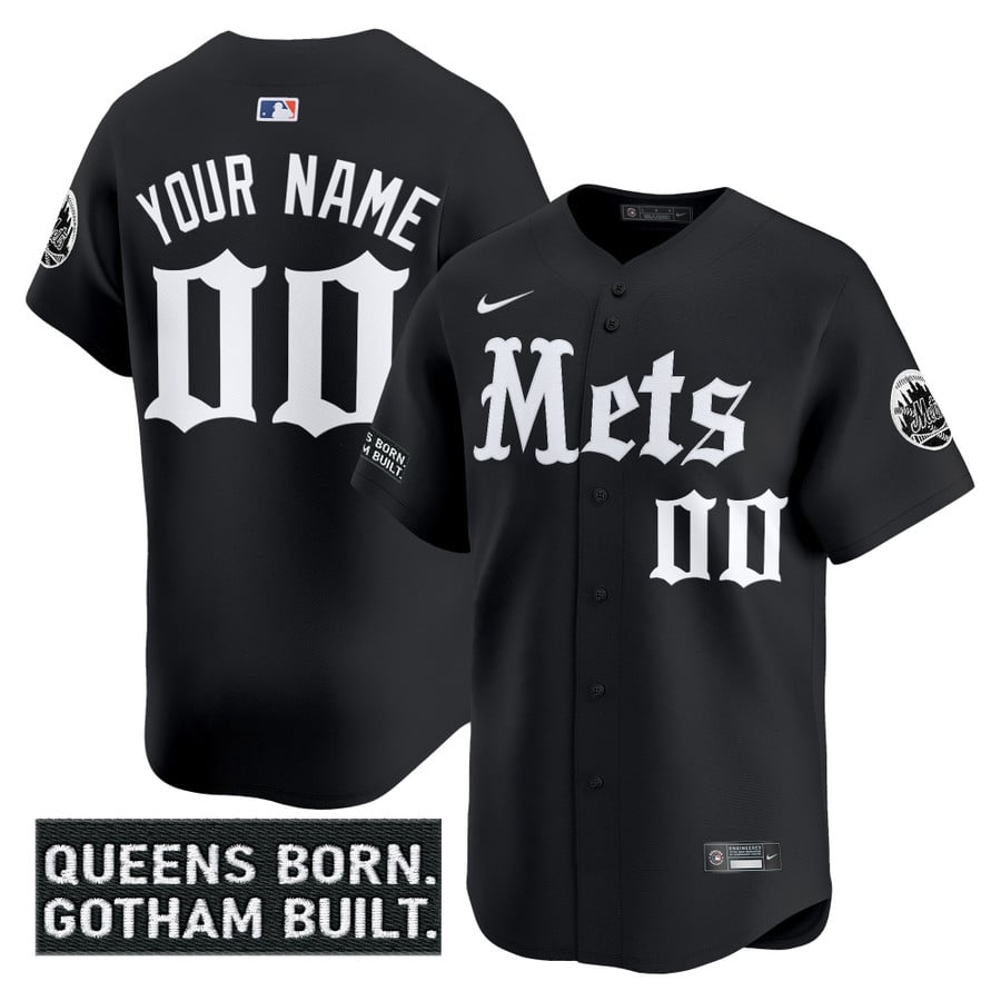 New York Mets 'Gotham Gothic Edition' Vapor Premier Limited Stitched Baseball Custom Jersey Black