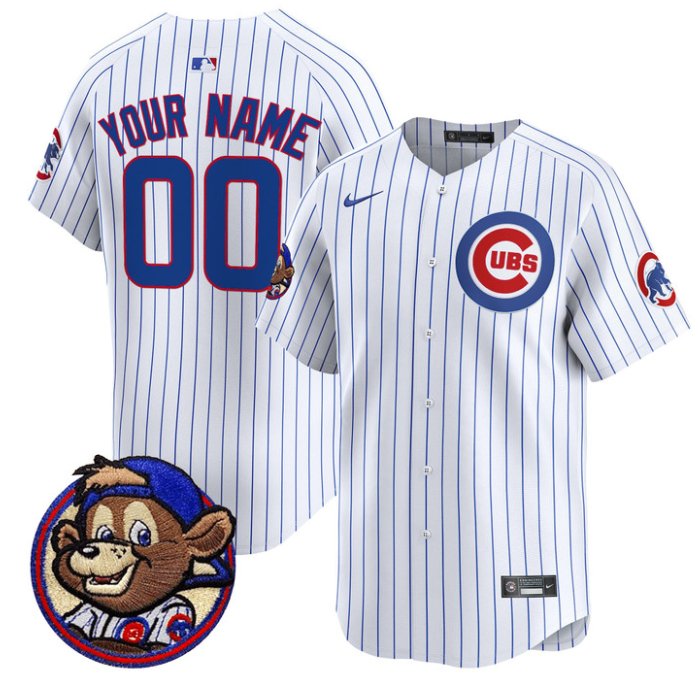 Chicago Cubs Clark Patch Nike Limited Stitched MLB Custom Jersey Pinstripe White