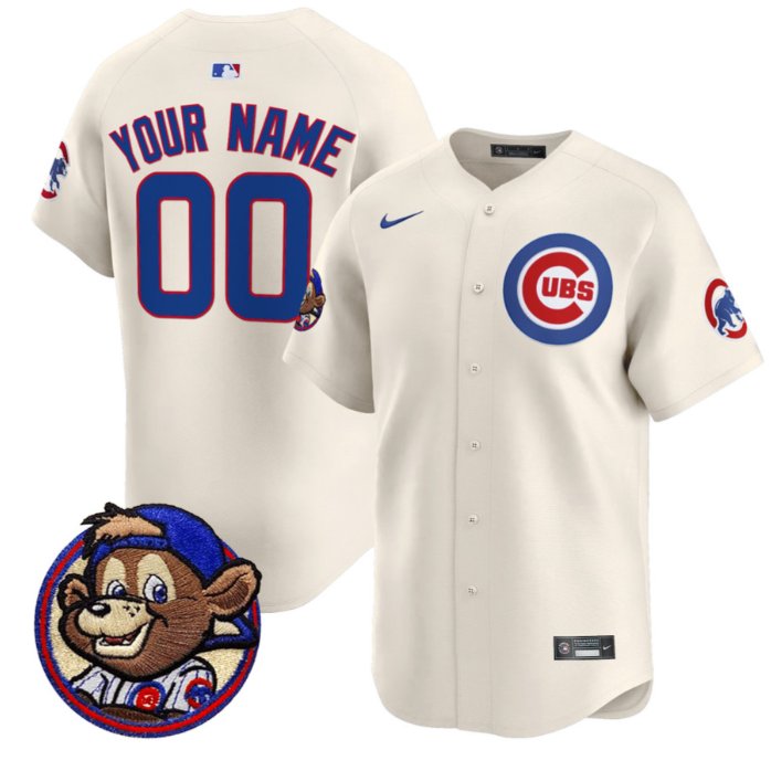 Chicago Cubs Clark Patch Nike Limited Stitched MLB Custom Jersey Cream