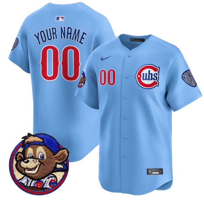 Chicago Cubs Clark Patch Nike Limited Stitched MLB Custom Jersey Light Blue