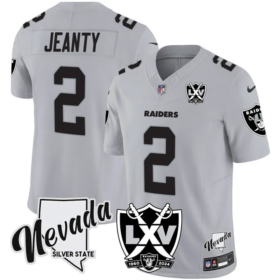 Men's Las Vegas Raiders #2 Ashton Jeanty 2025 Draft 65th Anniversary F.U.S.E. Vapor Limited Stitched Football Jersey  Silver