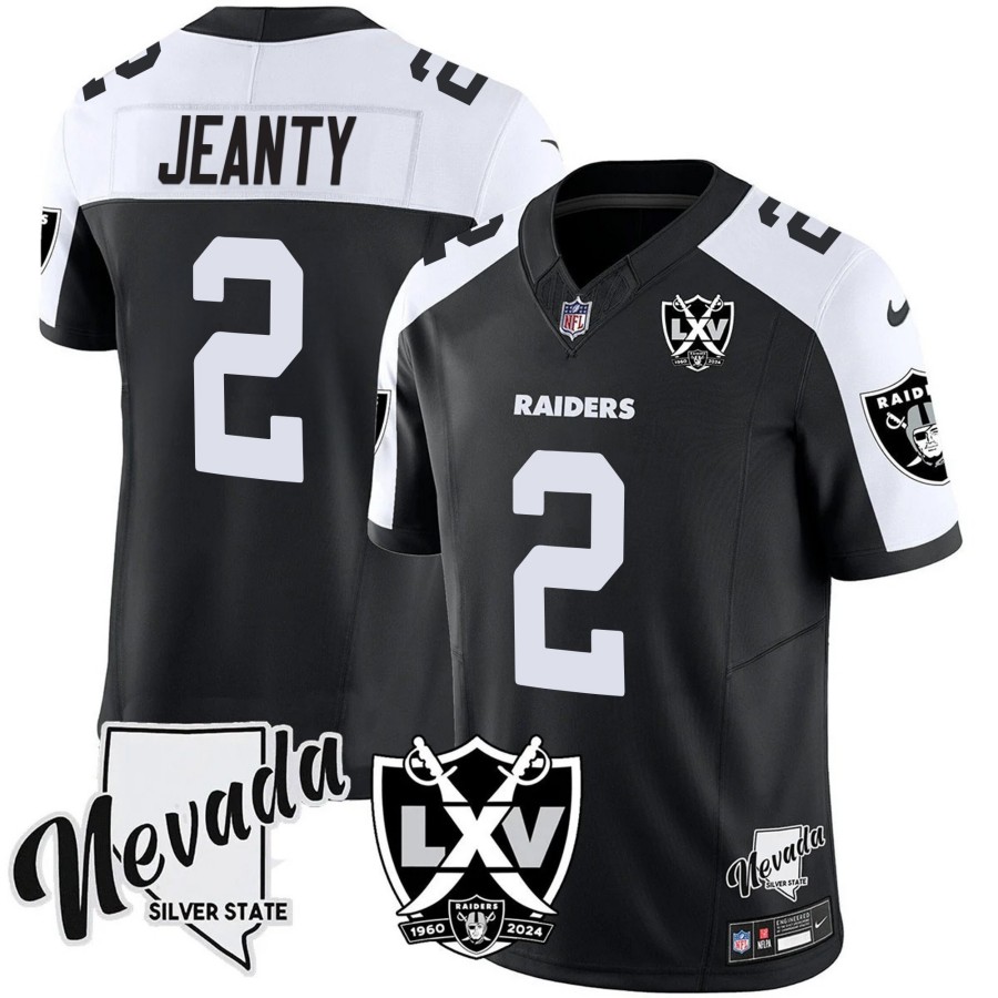 Men's Las Vegas Raiders #2 Ashton Jeanty 2025 Draft 65th Anniversary F.U.S.E. Vapor Limited Stitched Football Jersey Black Alternate