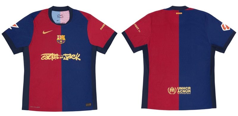 Youth Barcelona Blue Scarlet 2024-25 Match Home x Cactus Jack Soccer Jersey