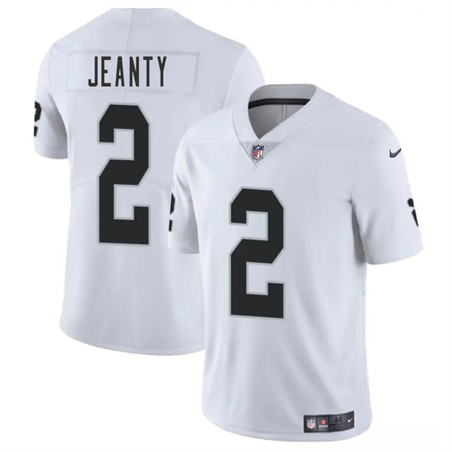 Men's Las Vegas Raiders #2 Ashton Jeanty White 2025 Draft Vapor Limited Stitched Football Jersey