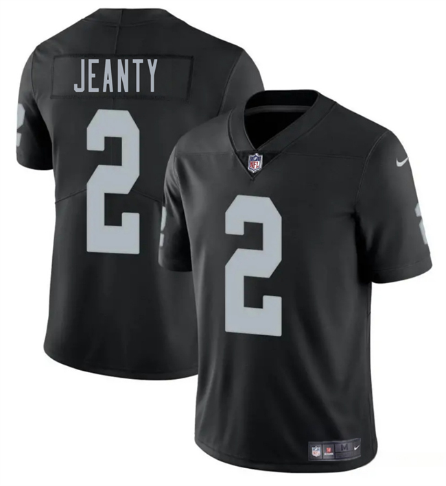 Men's Las Vegas Raiders #2 Ashton Jeanty Black 2025 Draft Vapor Limited Stitched Football Jersey