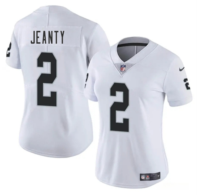 Women's Las Vegas Raiders #2 Ashton Jeanty White 2025 Draft Vapor Stitched Jersey