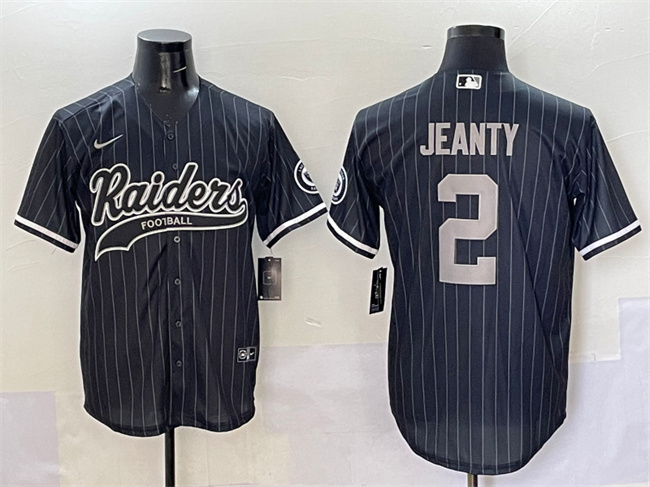 Men's Las Vegas Raiders #2 Ashton Jeanty Black 2025 Draft Cool Base Stitched Baseball Jersey