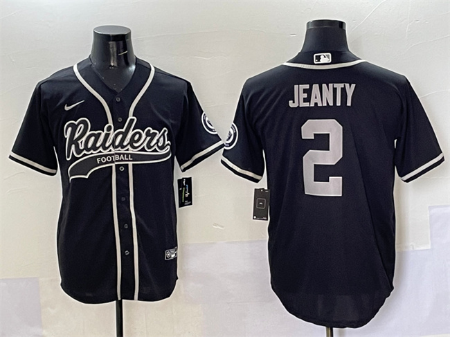 Men's Las Vegas Raiders #2 Ashton Jeanty Black 2025 Draft Cool Base Stitched Baseball Jerseys