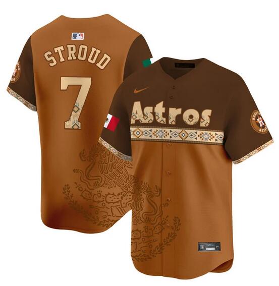 Men's Houston Astros ACTIVE PLAYER Custom Nike Brown Mexico Vapor Limited Printed Baseball Jersey