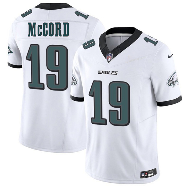 Men's Philadelphia Eagles #19 Kyle McCord White 2025 Draft New F.U.S.E. Vapor Limited Stitched Football Jersey